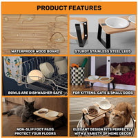 Elevated Cat Bowl Stand for Food and Water - Ceramic Round Bowl with Stand - image 3