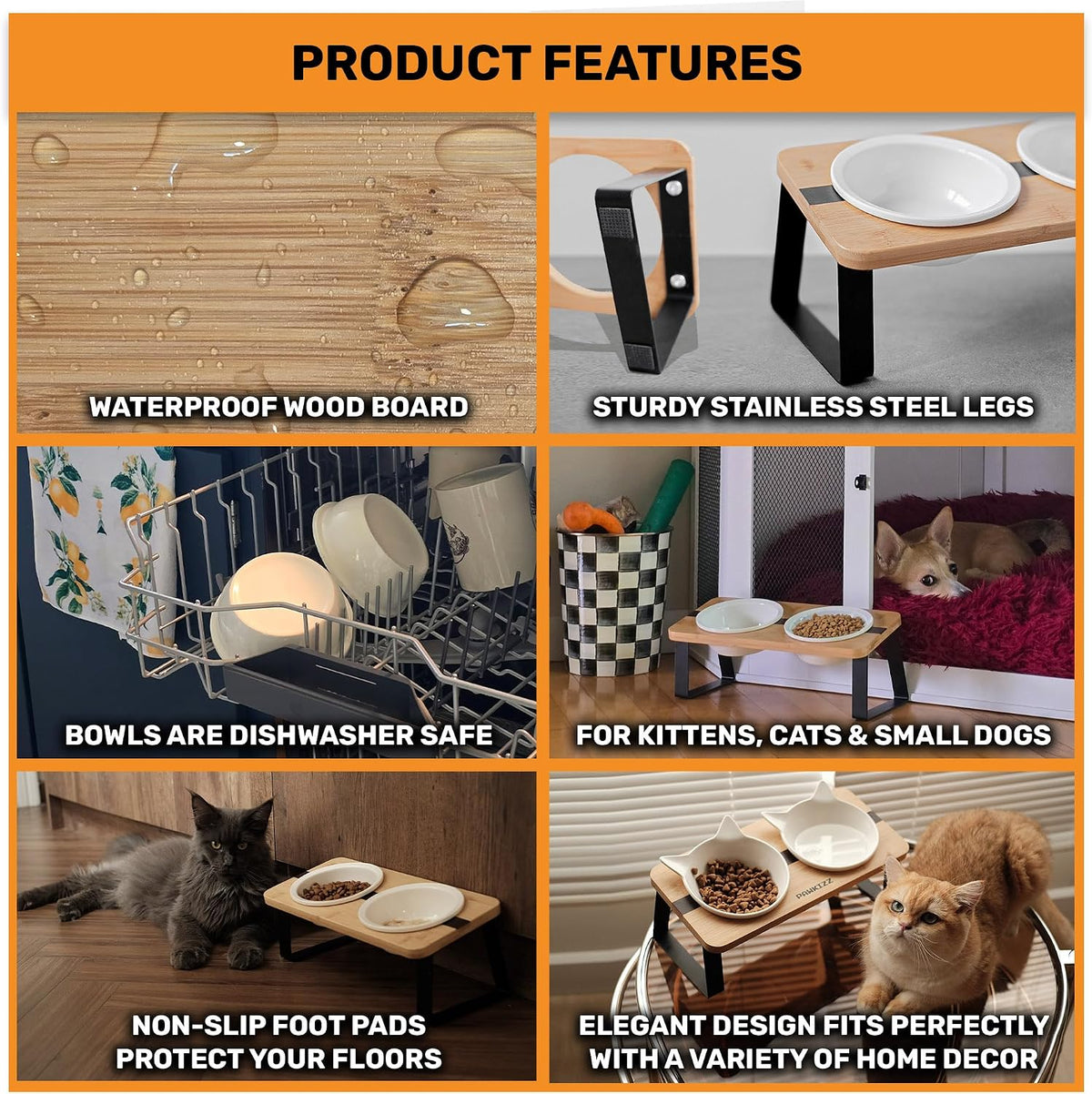 Elevated Cat Bowl Stand for Food and Water - Ceramic Round Bowl with Stand - image 3