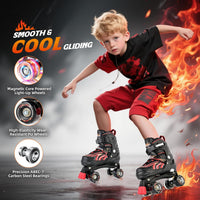 Kuxuan Adjustable Roller Skates with Fun Illuminating Rollerskate - Flame Red / Large - Youth(4-7US) - image 3