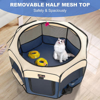 Aivituvin Dog Playpen, Foldable Pet Play Pens with Carrying Bag for Cat, Puppies, Rabbits, Portable - S / BLUE - image 3