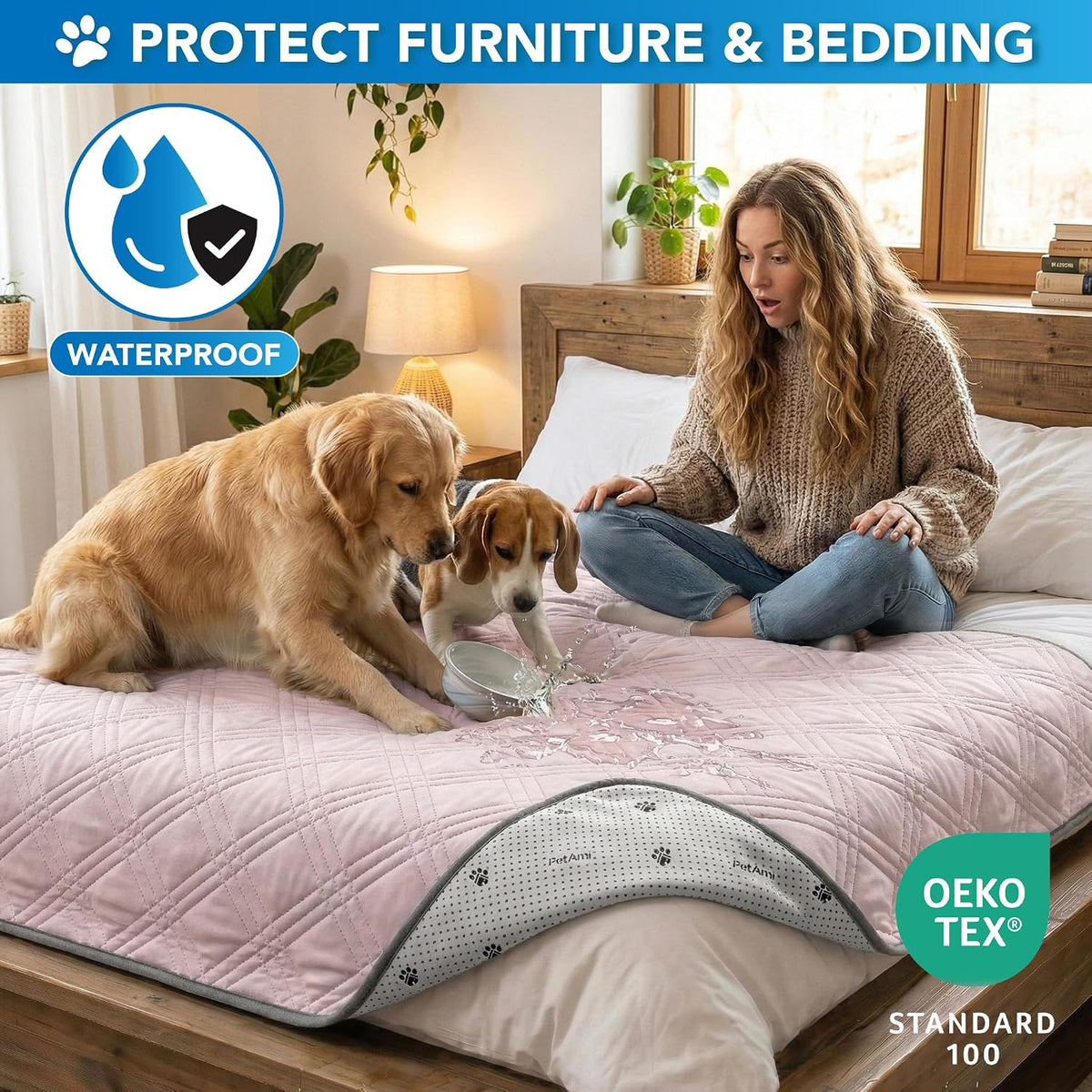 PetAmi Waterproof Dog Cooling Mat Pet Pad for Crate Couch Bed - Pink / Large (40x60) - image 3