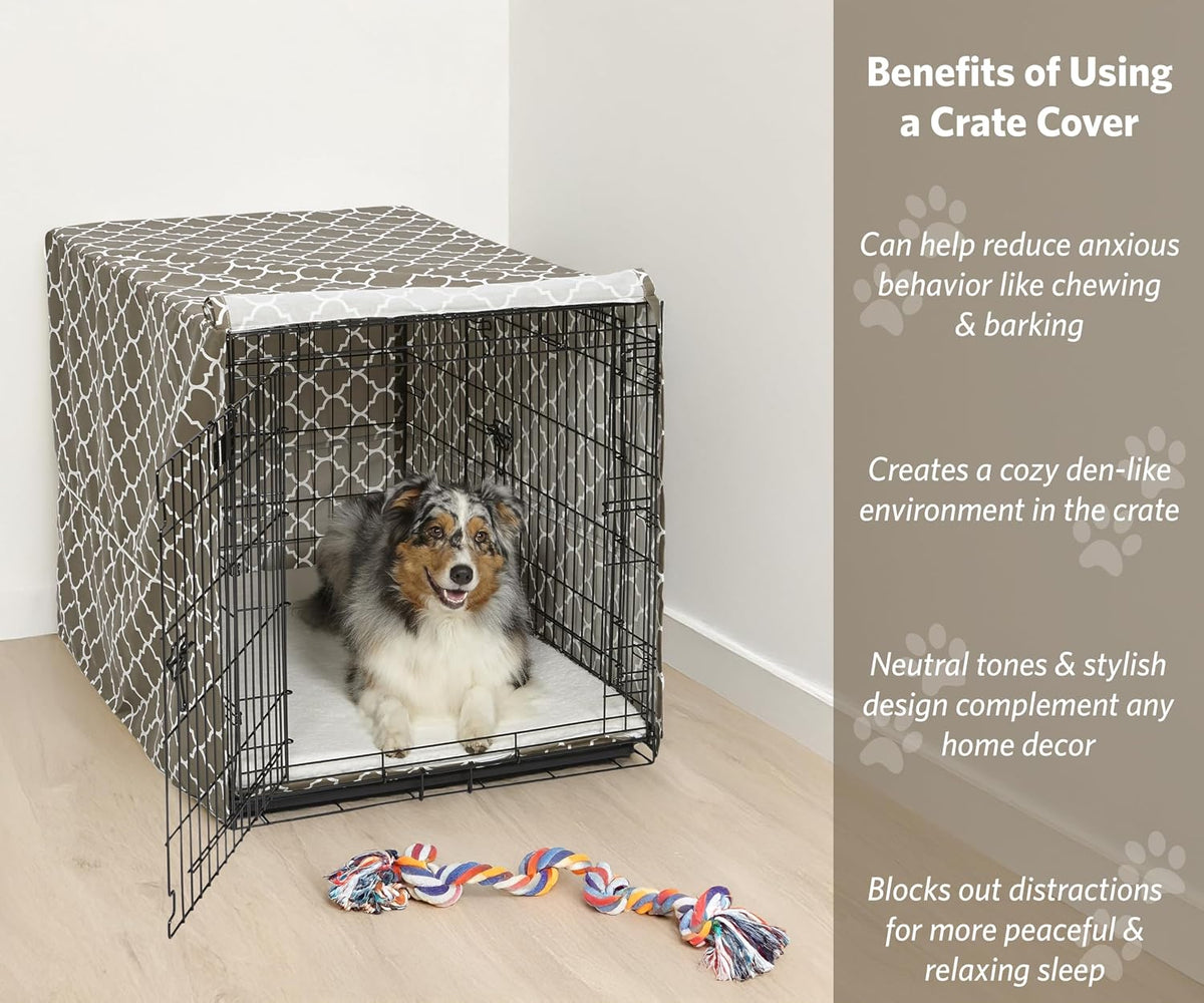 MidWest Homes for Pets Medium Dog Crate Cover - Brown Geometric Pattern / Fits 42 Inch Crate - image 2
