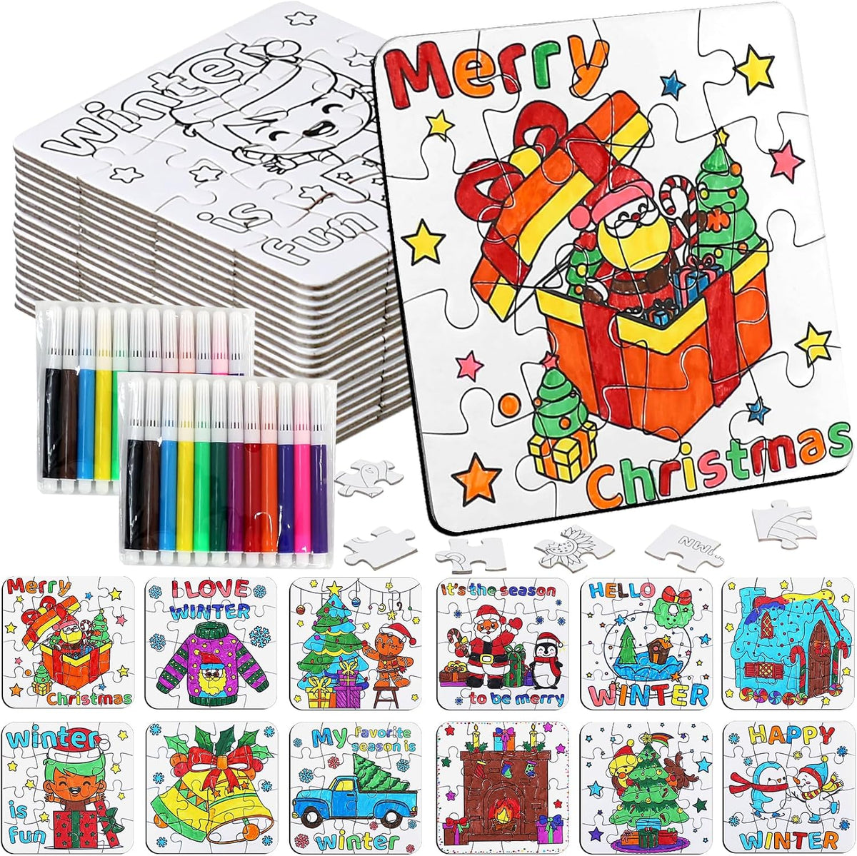 MUOUAKATE Christian Halloween crafts for kids, 24 blank coloring puzzle sets - view 4