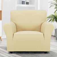 Super Stretch Couch Cover Universal Sofa Covers with Elastic Bottom - Beige / Small (30"-47") - image 2