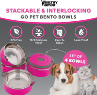 Healthy Human Travel Pet Bento Bowls - 4-Bowl Set / Pink - image 2