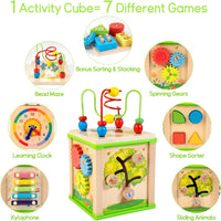 WOODMAM Wooden 7-in-1 Activity Cube - Green - image 2
