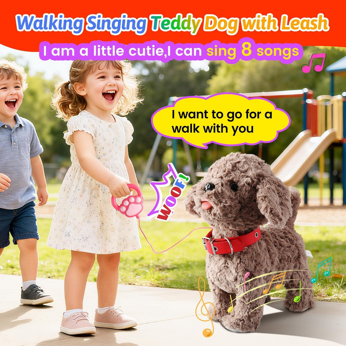Marsjoy Samoyed Walking Dog Toy for Kids Singing Talking Puppy Barks - Teddy - image 3