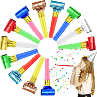 Twavang 12-pack colorful party blower noisemakers with metallic rolls