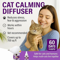 Cat Pheromones Calming Diffuser Cat Anxiety Relief Pheromones for Cats Promotes Well-Being & Comfort Cat Calming Diffuser with 2 Refills 60 Days Long Lasting Serenity