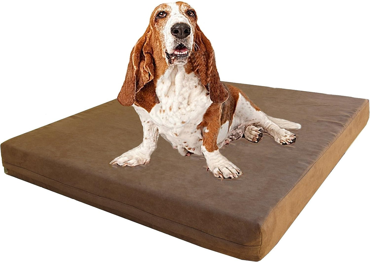 XL Orthopedic Memory Foam Dog Bed with Machine Washable Cover - XL 47" Length X 29" Width / Microsuede in Brown