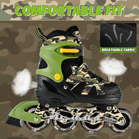 Kuxuan Boys Adjustable Inline Skates with Light up Wheels for Kids - Sand / Medium(Kids 13-3 US) - image 2