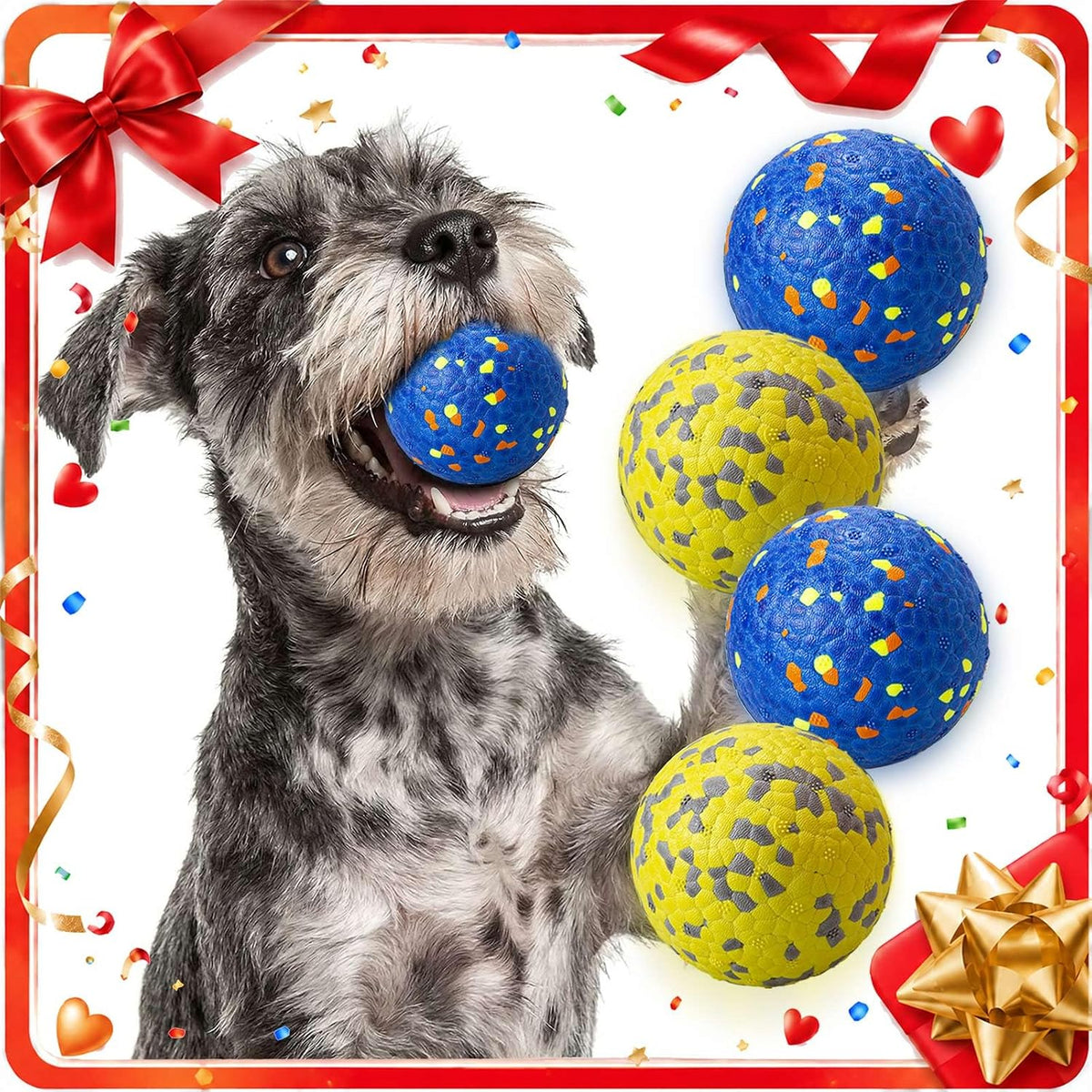 Dog Balls, Indestructible Dog Tennis Balls for Aggressive Chewers – Essentials for Dogs - Blue & Yellow (4-Pack) / Small (2.5" diameter) - image 2