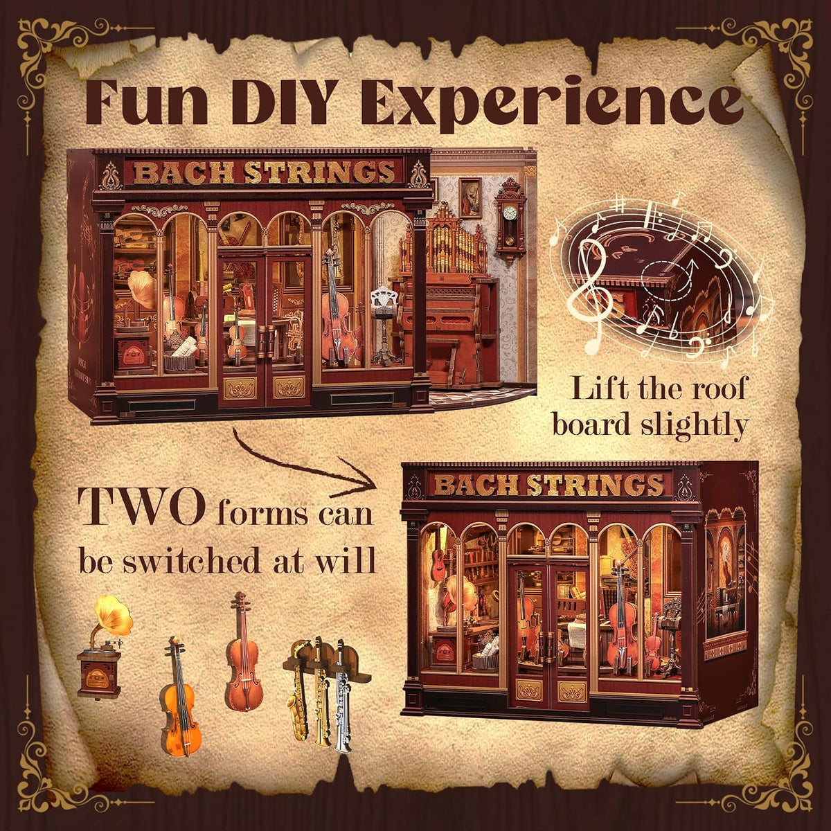 Cutefun Book Nook Kit, Bach Strings Musical Instrument Store - Bach Strings - image 4