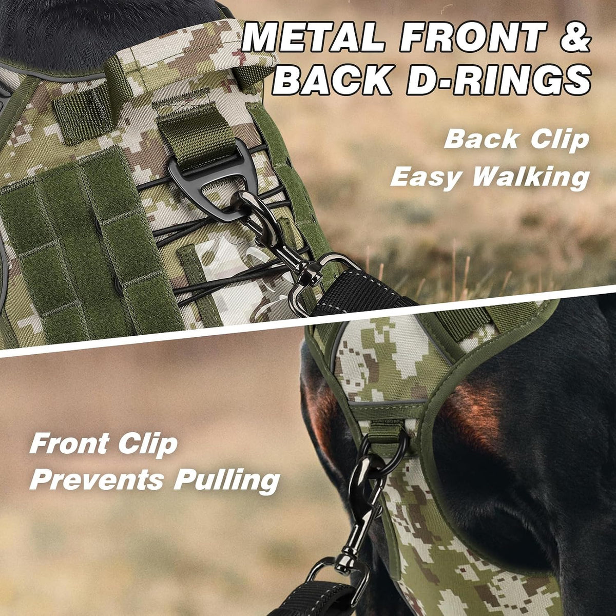 Tactical Dog Harness for Large Dogs - Green&Camo / XX-Large: 110-160 lbs (Chest:36-43",Neck:26-37") - image 4