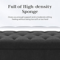 Ottoman with Storage, 48.8" Fabric Storage Ottoman Bench with Hinge, Bedroom Bench, Upholstered Benches with Seating for Living Room, Entryway (Dark Grey)