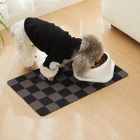 Checkered Dog Feeding Mat - 19"L x 12"W / Brown - image 2