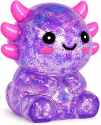 Ropuptl sitting axolotl squishy toy in purple, slow rising soft fidget - view 2