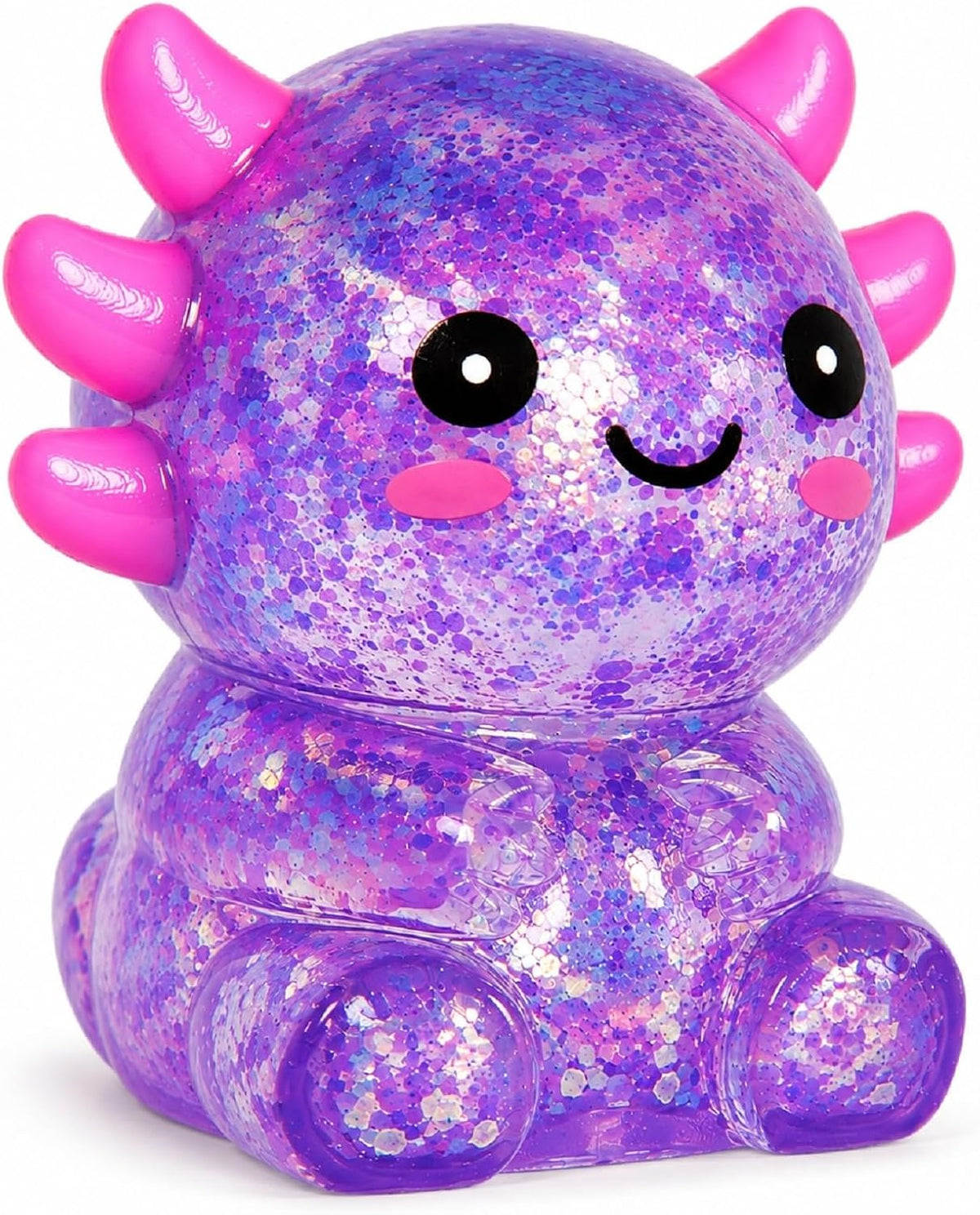 Ropuptl sitting axolotl squishy toy in purple, slow rising soft fidget - view 2