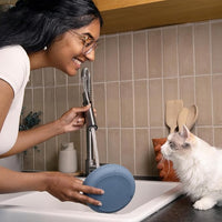 The Slowdown Bowl Silicone Slow Feeder for Cats & Kittens, Slow Eating Mealtime Solution with Modern Lick Mat Design, Reduces Gulping, Fits 1 Cup 6” Across x 1.25” Tall, Small-Tan