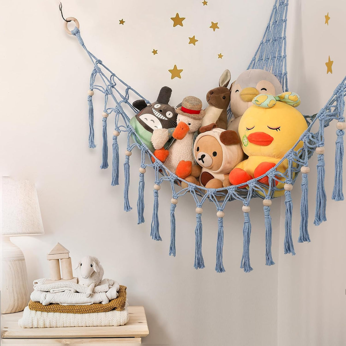 Stuffed Animal Toy Storage Hammock with LED Light - Blue / L (39.5"*39.5"*48") - image 3