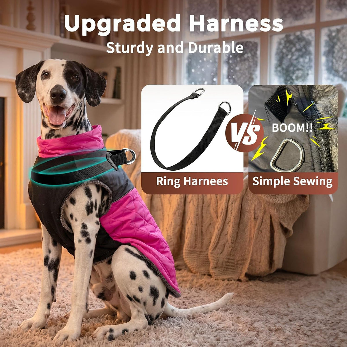 Winter Dog Coats for Small Dogs, Puppy Jacket with Harness - Pink(Standard) / XX-Large - image 2