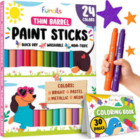24 Thin Washable Paint Sticks for Kids - 24 Thin