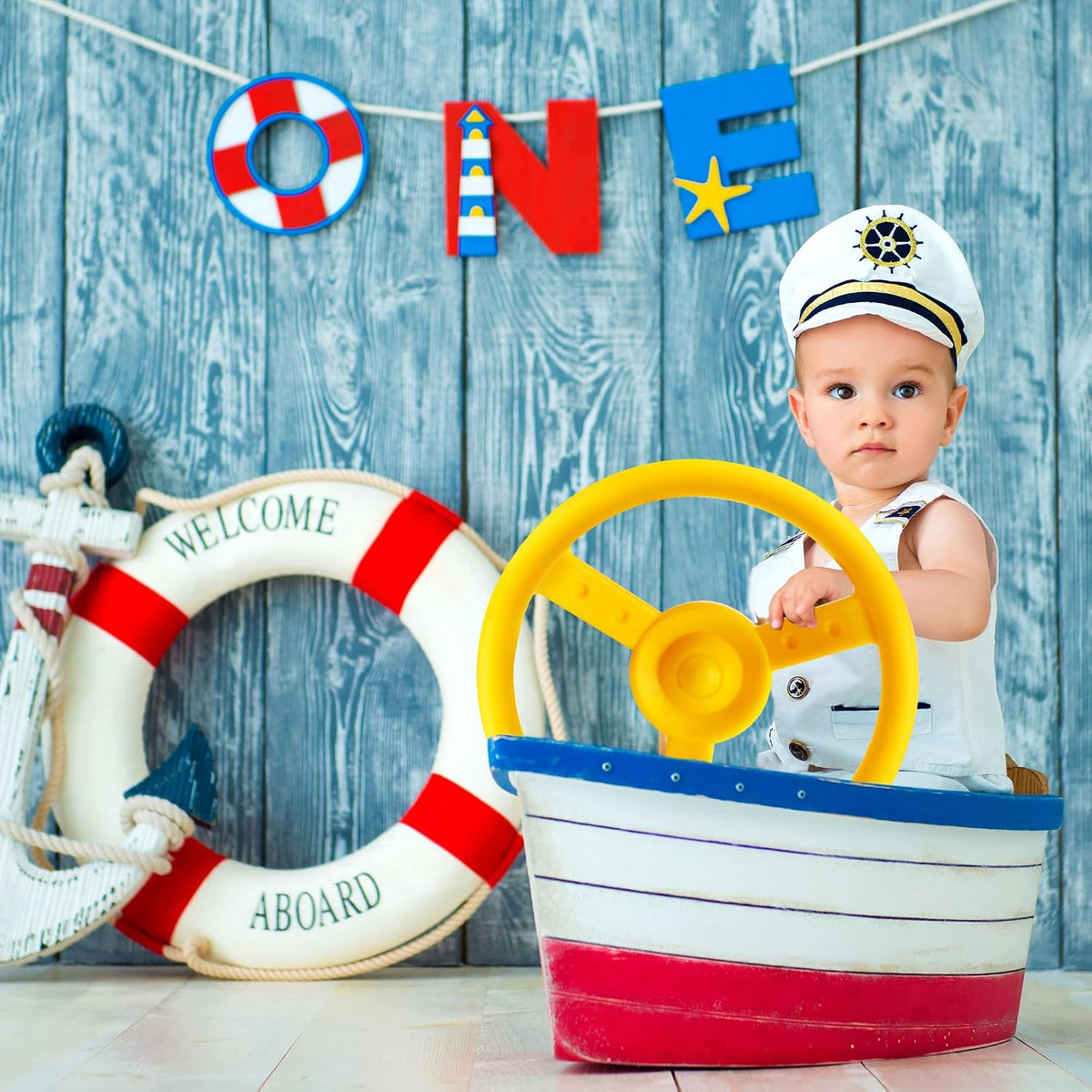 Haconba plastic pirate ship steering wheels for playsets in blue and red with mounting hardware - view 26