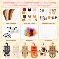 WATINC Hand Puppet Making Kit, Felt Sock Puppet Toys for Kids – Fun for Kids & Family - Cat B - image 3