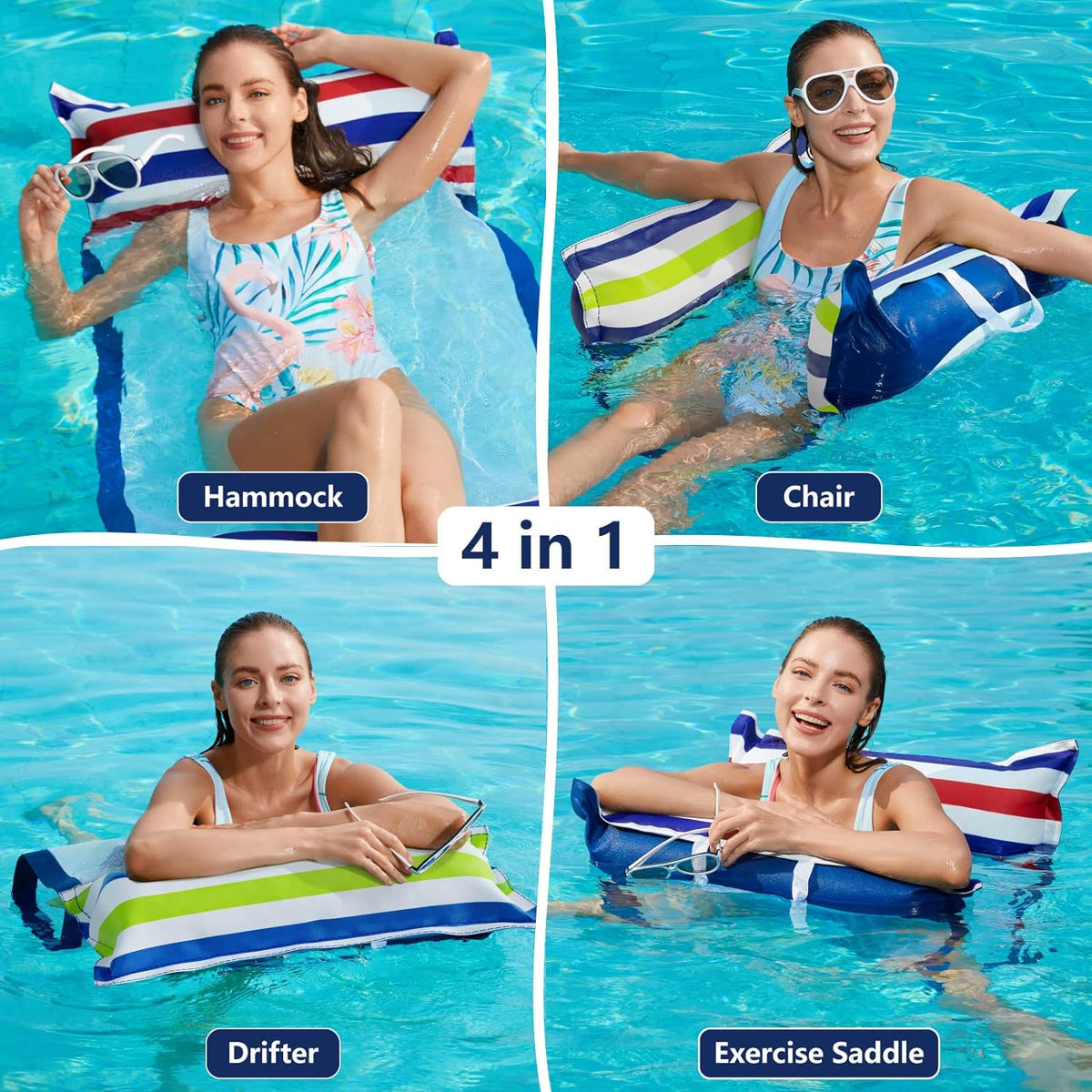 Jasonwell Inflatable Pool Hammock Float - Blue&Red / Large / 2 - image 2