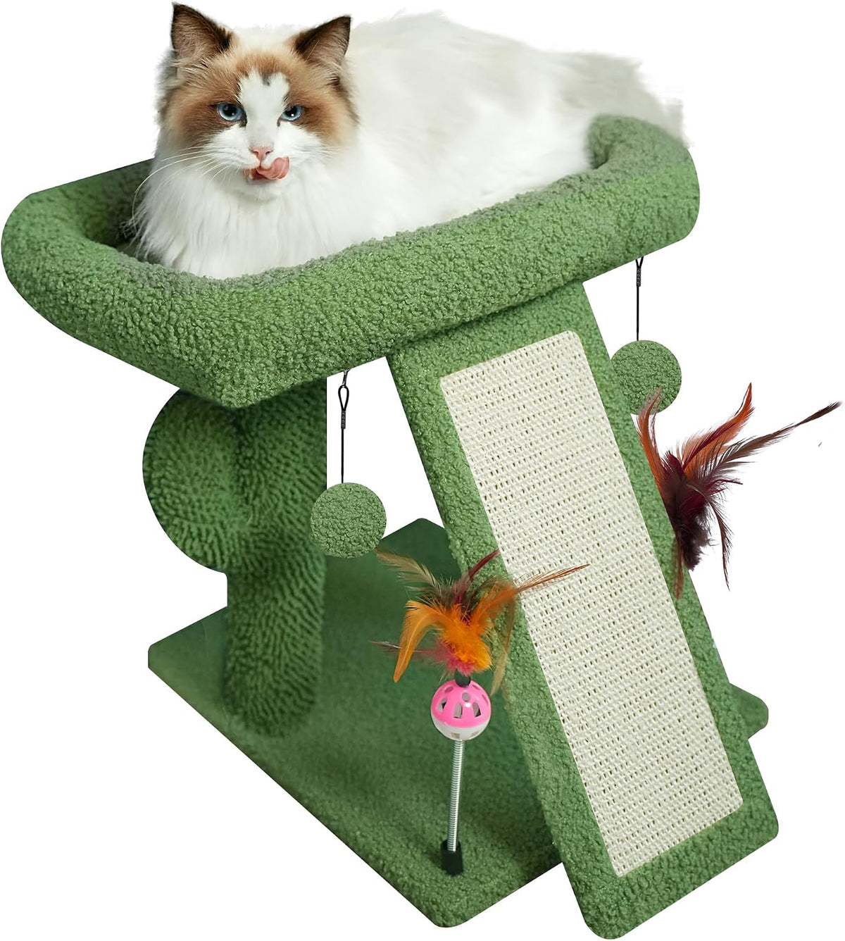 TWDEPART Cat Tree Tower with Cat Scratching Post for Indoor Cats - Green - image 2