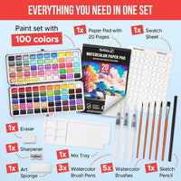 Premium Watercolor Paint Set Bundle with 100 Vibrant Colors for Adults – Fun for Kids & Family - Large Set - image 2