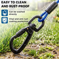 Tie Out Cable for Dogs, 50FT Dog Leads for Yard Chew Proof, Heavy Duty Leash for Large Dogs Up - 250lbs / 100ft / Blue - image 4