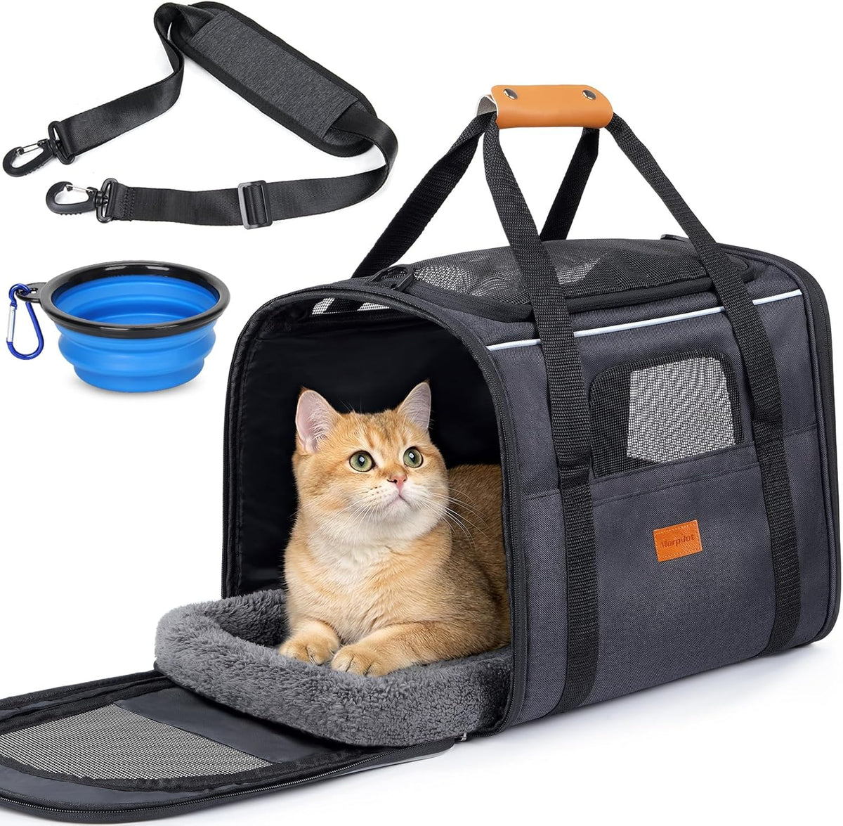 Morpilot Cat Carrier Soft for Large Medium Cats and Puppy up to – Essentials for Dogs - Dark Gray / 18.0"L x 12.5"W x 14.0"H