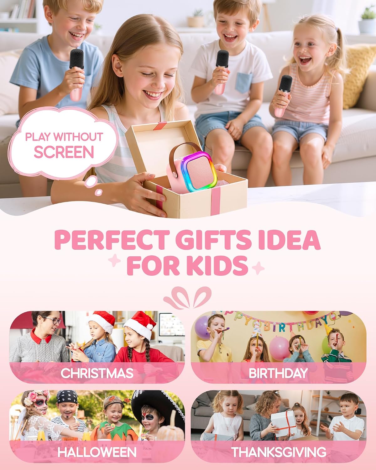 IROO Mini Karaoke Machine for Kids - Rose - image 2