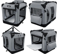 EliteField 3-Door Soft Dog Crate with Bed & Carrying Bag – Essentials for Dogs - Light Gray / 42.0"L x 28.0"W x 32.0"H - image 3