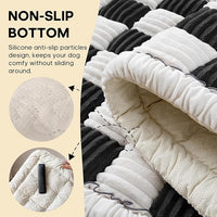 Backseat Pet Bed Mat, Non-Slip Plaid Dog Bed for Car Back Seat, Flannel Backseat Dog Bed, Fit for Backseat Extenders and Trucks SUVs (Black&White, 24.8x54 inch)