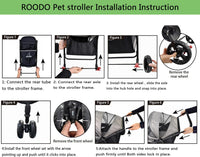 ROODO 3 Wheel Dog Pet Cat Stroller Best Lightweight Foldable Compact - Light khaki - image 4