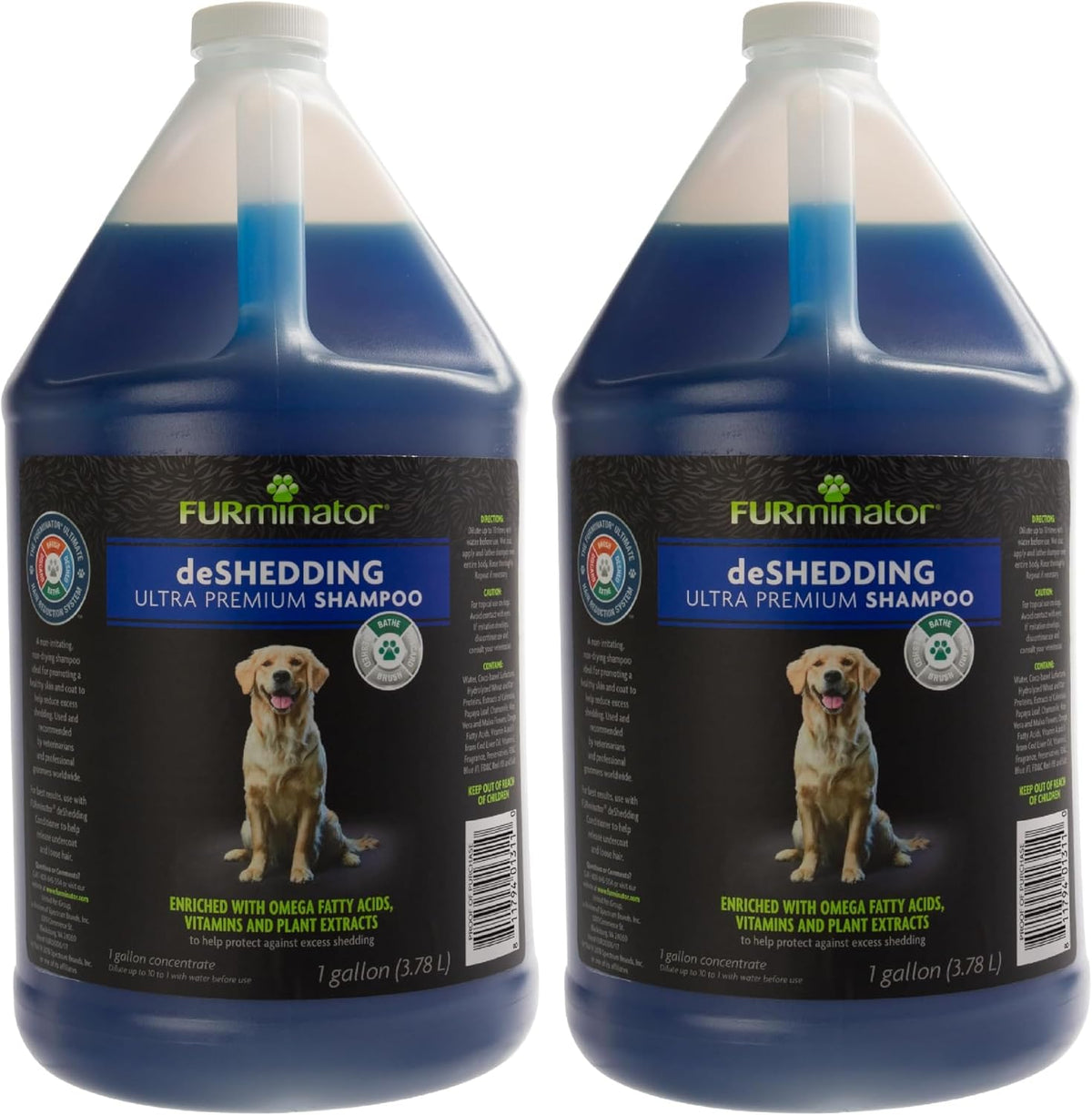 FURminator Ultra Premium deShedding Conditioner for Dogs - Shampoo / 1 gal (Pack of 2)