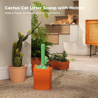 Cactus Cat Litter Scoop with Holder, 2 Replaceable Shovels - Cactus Green / Litter Scoop with 3 Trash Bags - image 2