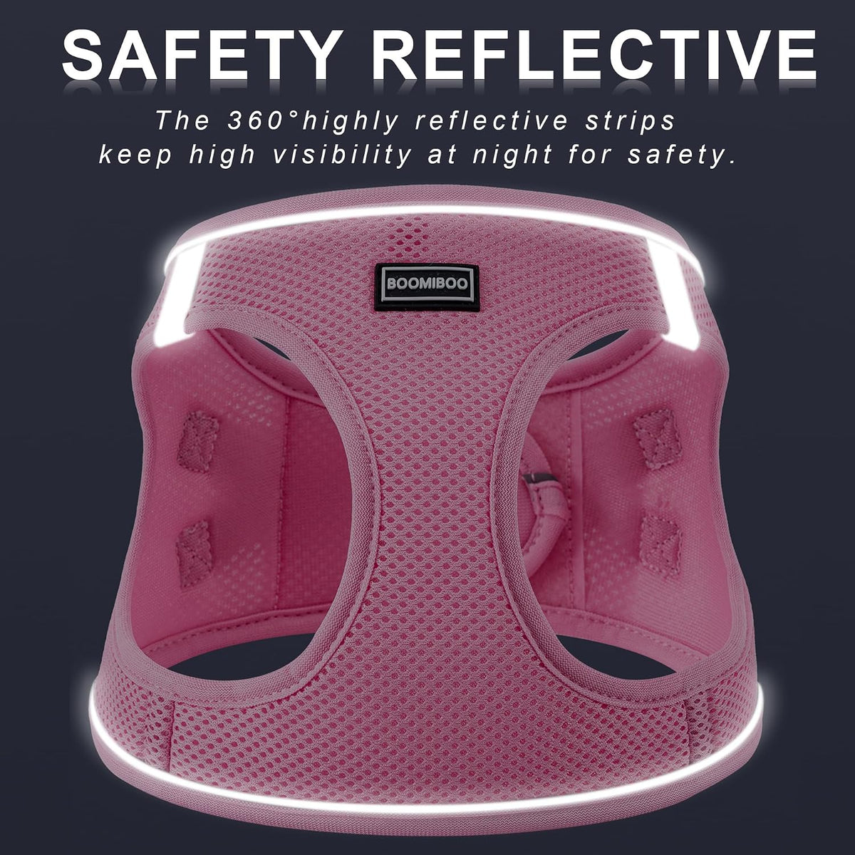 Dog Harness with Leash Set, Step-in Adjustable Puppy Pet Vest - Pink / M(Chest:16"-18") - image 4