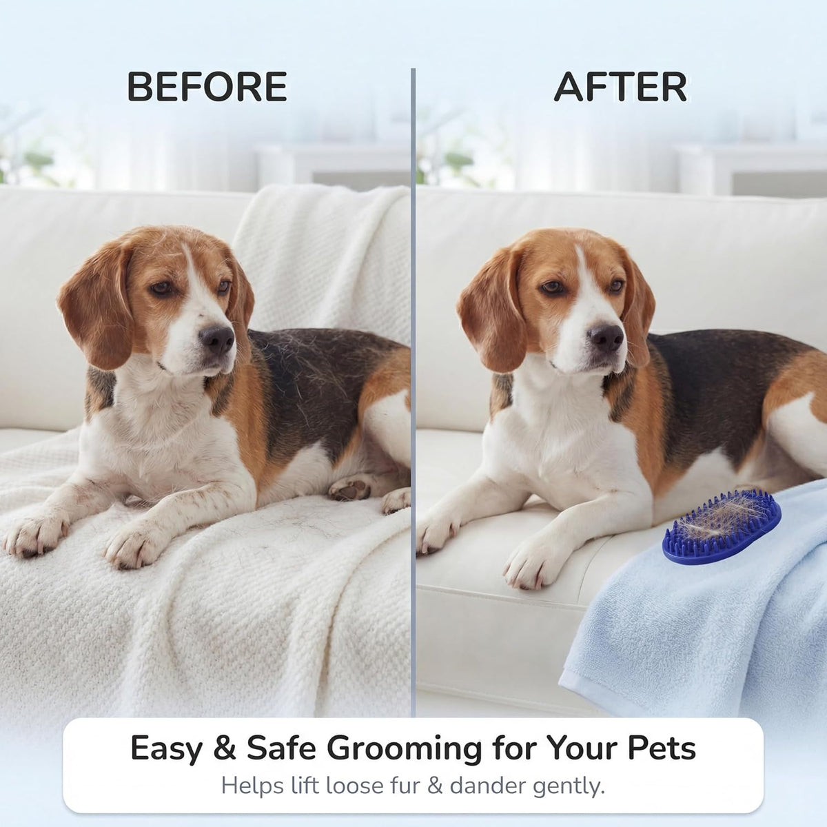 Pets&Goods Rubber Grooming Brush for Dogs & Cats - Blue - image 4