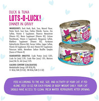 Weruva B.F.F. OMG - Best Feline Friend Oh My Gravy!, Lots-O-Luck! with Duck & Tuna in Gravy Cat Food, 2.8oz Can (Pack of 12)