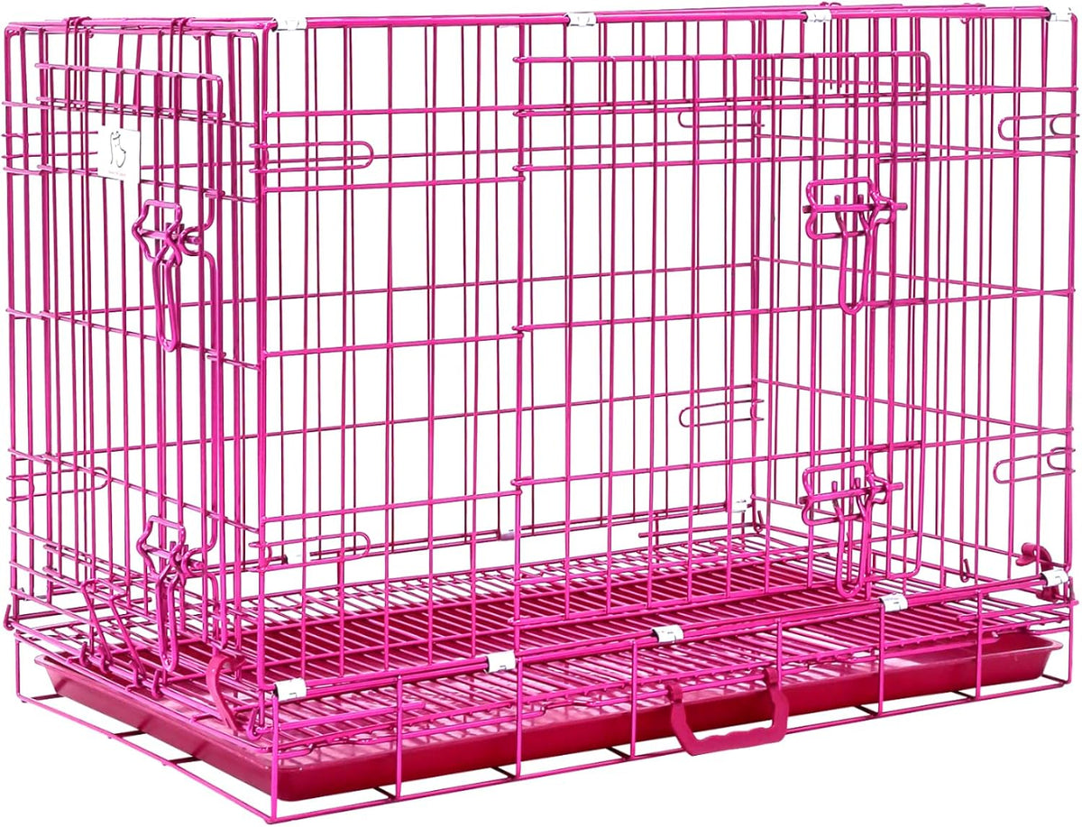 Homey Pet 30 Inch Dog Crates for Small Medium Dogs - 30.2"L x 18.9"W x 22.4"H / Pink