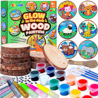 EPUMP Glow in the Dark Wooden Painting Kit for Kids - Wooden Painting Kit - Animal
