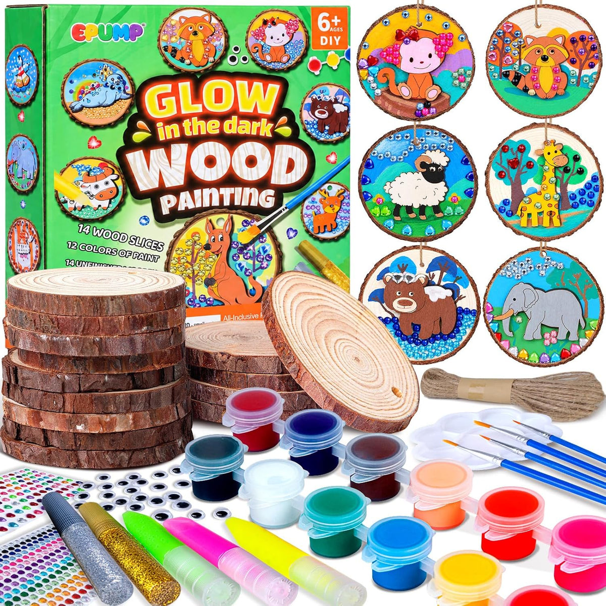 EPUMP Glow in the Dark Wooden Painting Kit for Kids - Wooden Painting Kit - Animal