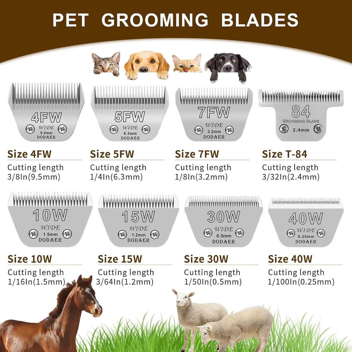 10# Dog Grooming Ceramic Blades, Compatible with Andis, Oster A5 - 7fw-3.2mm / Silver - image 4