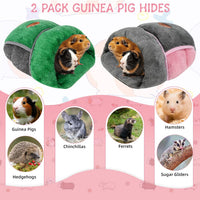 YUEPET Guinea Pig Bed Cuddle Cave, Warm Fleece Hideout - 2PCS(Grey+Green) / 2PCS - image 2