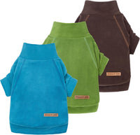Fitwarm 3 Pack Classic Fleece Dog Sweater - Medium / Bright Blue Green Brown