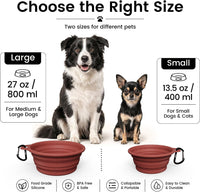 OHMO Collapsible Dog Bowls for Pet Travel, Coral&Brick Red - 2x27oz / Erythrinus&Coral - image 2