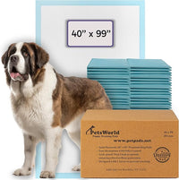 PETSWORLD Mega-Sized Dog Pee Pads (40" x 99") – 4XL Gigantic Pet Piddle Pads for Puppy Training, Incontinence – with Adhesive Sticky Tape – Leak Proof, 5-Layer Protection (10 Count)